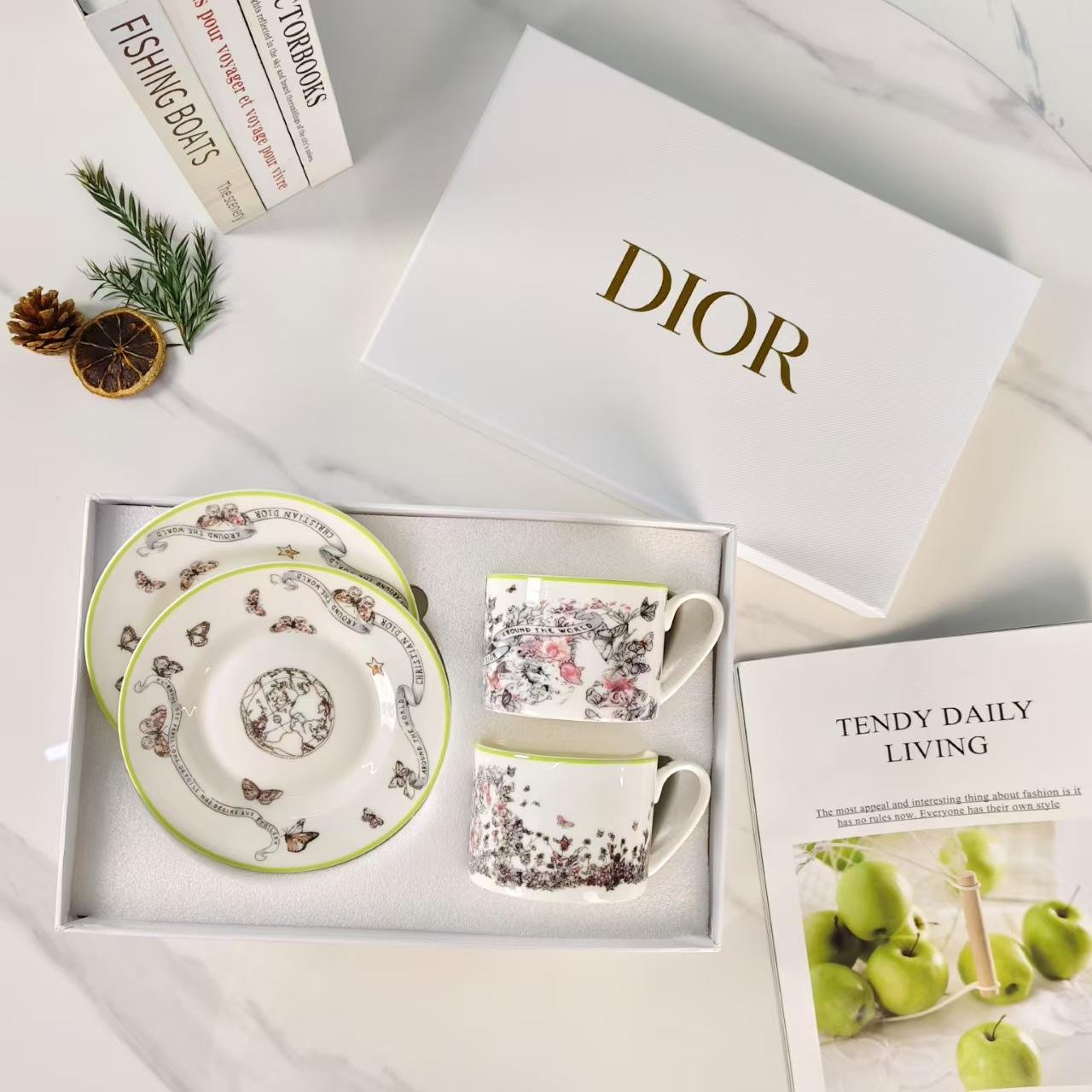 Dior cup setÂ of two tea cups with saucers